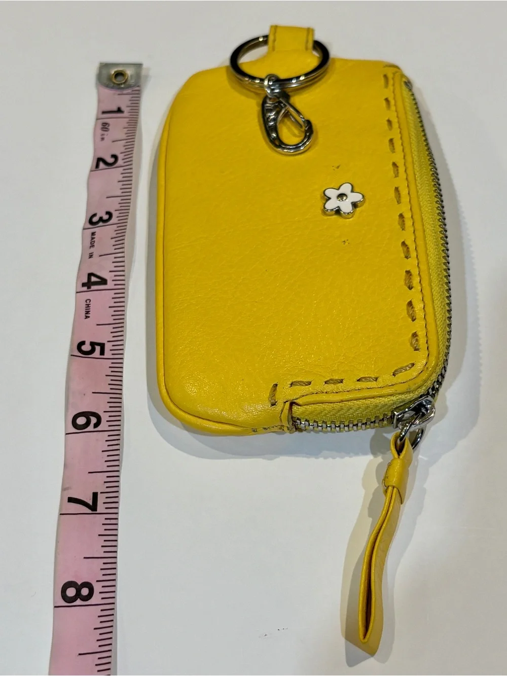 Brighton Yellow Leather Coin Pouch with Polka Dot Lining